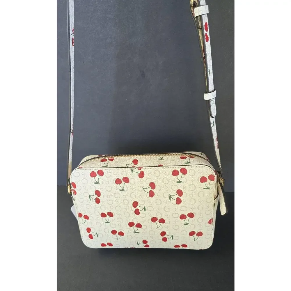 Guess Hensley Mini Crossbody Bag Womens Cherry Print Zip Adjustable Strap